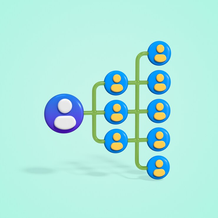 Kostenlose PSD 3d cartoon organization chart