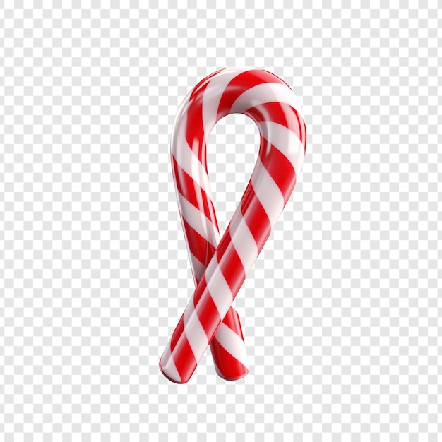 Kostenlose PSD 3d christmas candy cane isoliert auf durchsichtigem hintergrund