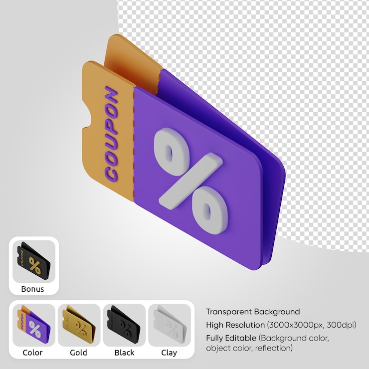 Kostenlose PSD 3d-coupon isometrisch