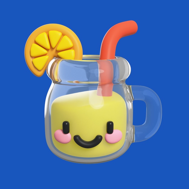 3D-Darstellung auf Kawaii-Sommer-Symbol