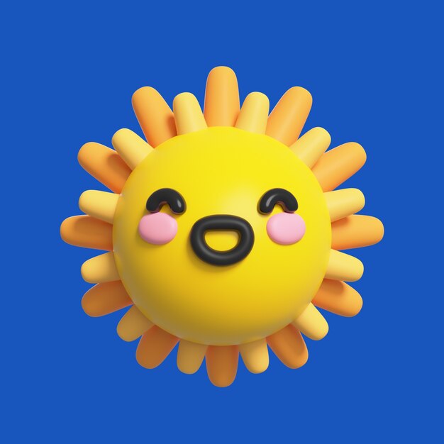 3D-Darstellung auf Kawaii-Sommer-Symbol