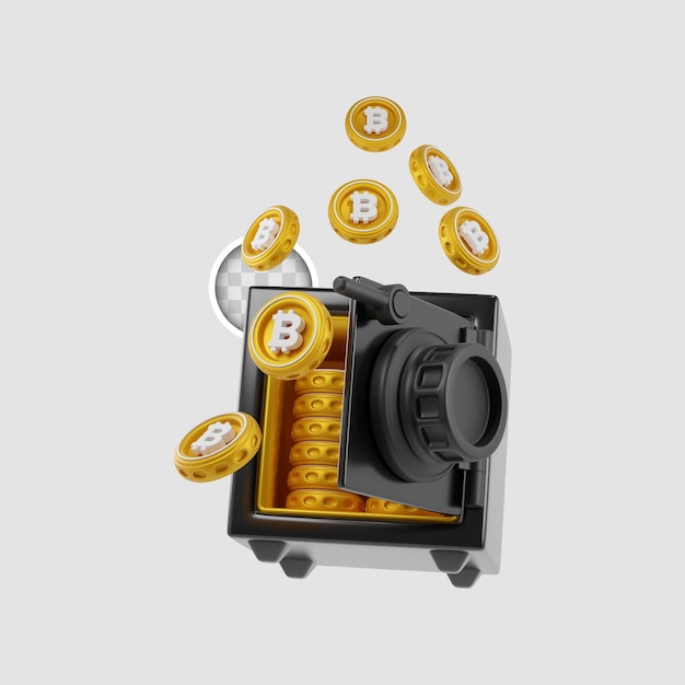 3d-darstellung bitcoin-bank oder speicher