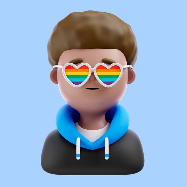 3D-Darstellung der Person mit Regenbogen-Sonnenbrille