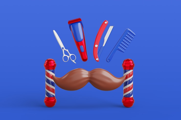 Kostenlose PSD 3d-darstellung des friseur-hintergrunds