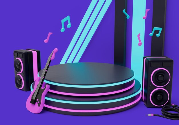 3D-Darstellung des Hintergrunds des Musikpodiums