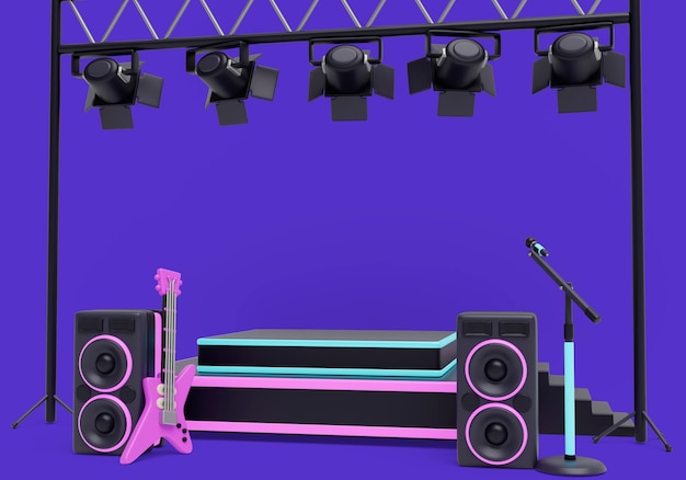 3D-Darstellung des Hintergrunds des Musikpodiums