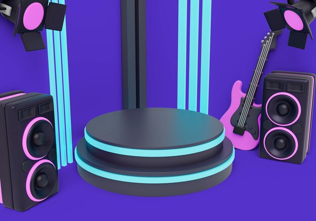 3D-Darstellung des Hintergrunds des Musikpodiums