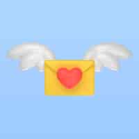 Kostenlose PSD 3d-darstellung des mail-symbols zum valentinstag