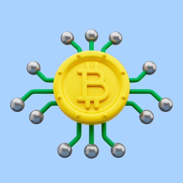Kostenlose PSD 3d-darstellung des symbols für bitcoin-drähte