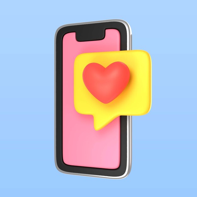 3D-Darstellung des Telefonsymbols zum Valentinstag