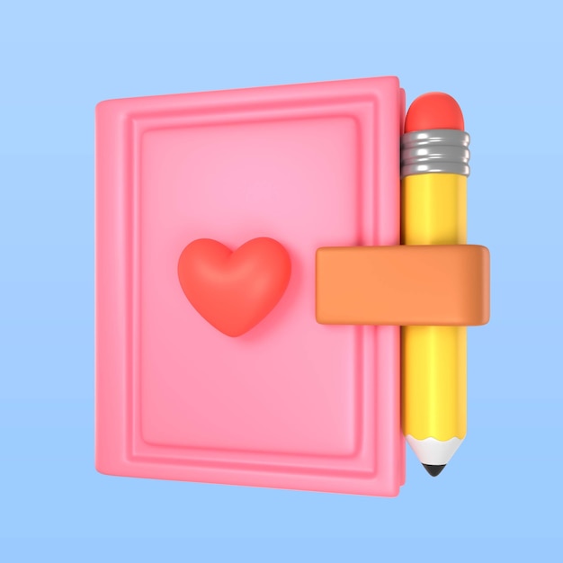 Kostenlose PSD 3d-darstellung des valentinstag-tagebuch-symbols