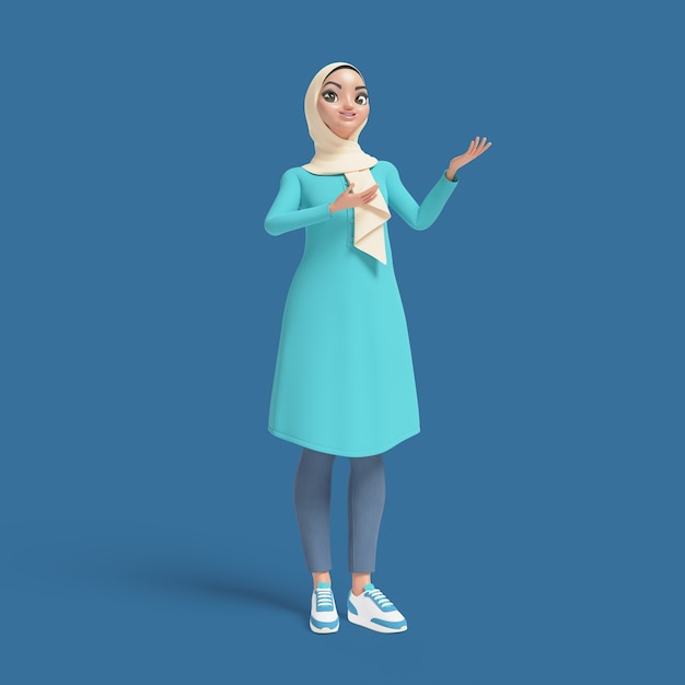 3d-darstellung einer muslimischen frau mit hijab