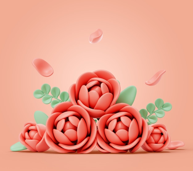 3D-Darstellung eines Blumenstilllebens
