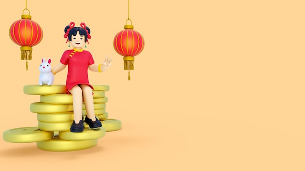 3d-darstellung für die chinesische neujahrsfeier