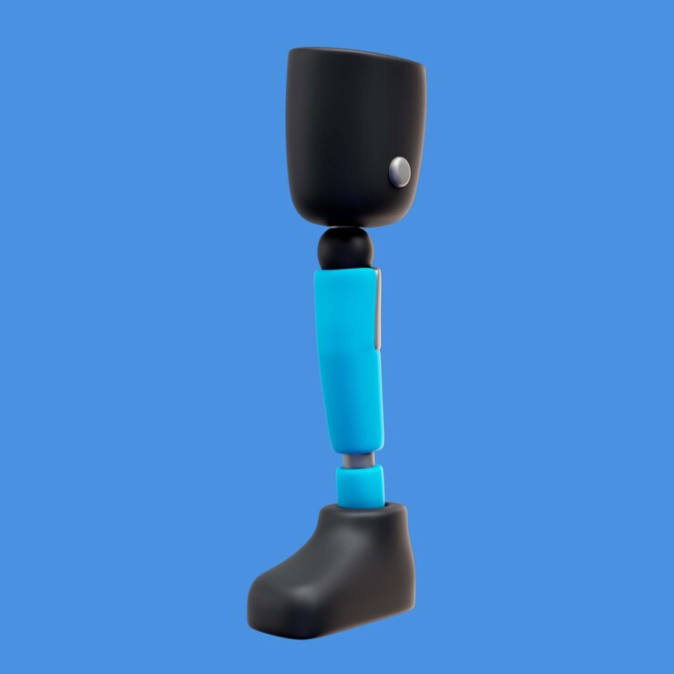 Kostenlose PSD 3d-darstellung für eingeschränkte mobilität mit beinprothese