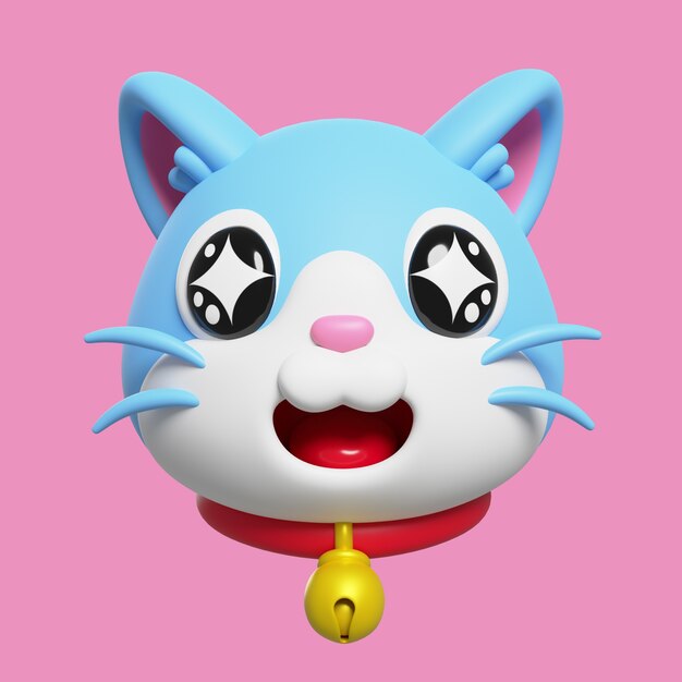 3D-Darstellung von Katzen-Emoji