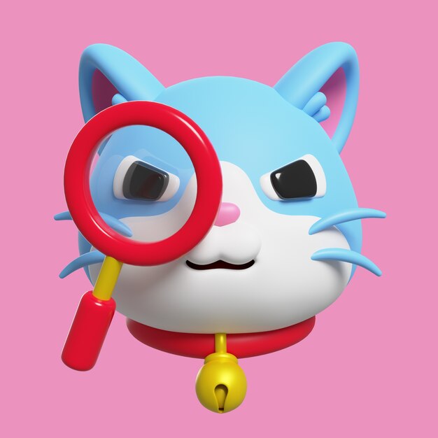 3D-Darstellung von Katzen-Emoji