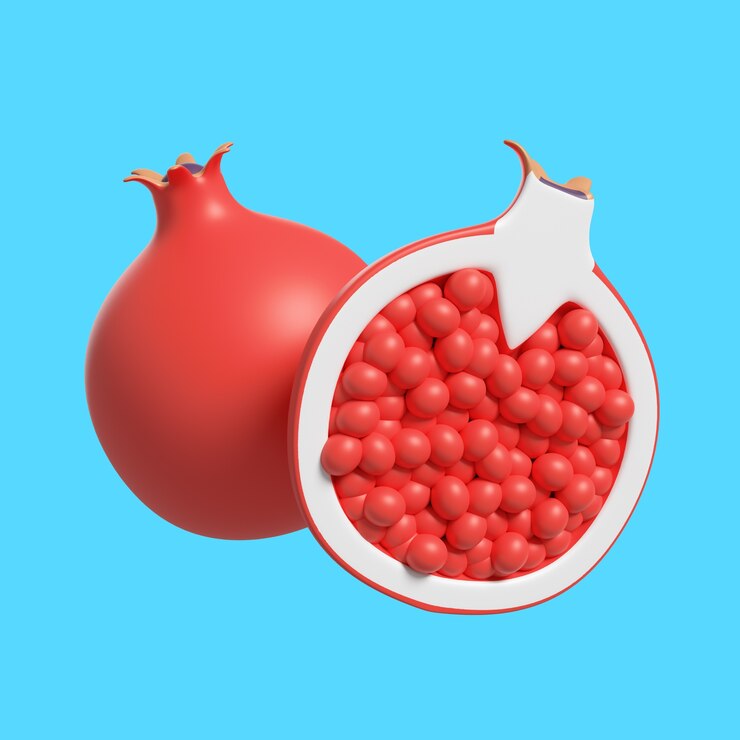 Kostenlose PSD 3d-darstellung von köstlichem granatapfel
