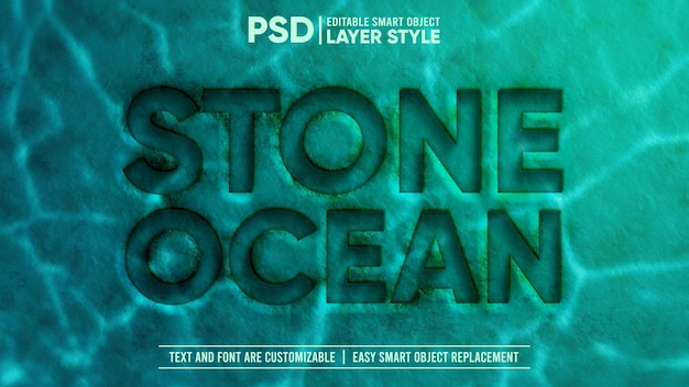 3d deep underwater stone press emboss editable smart object texteffekt