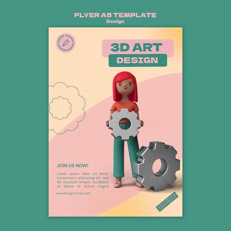 Kostenlose PSD 3d design flyer vorlage