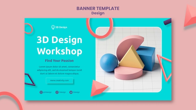 Kostenlose PSD 3d-design-workshop-banner-vorlage