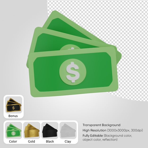 Kostenlose PSD 3d-dollar-front