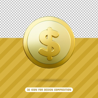3d-dollar-münzen-symbol in 3d-rendering isoliert