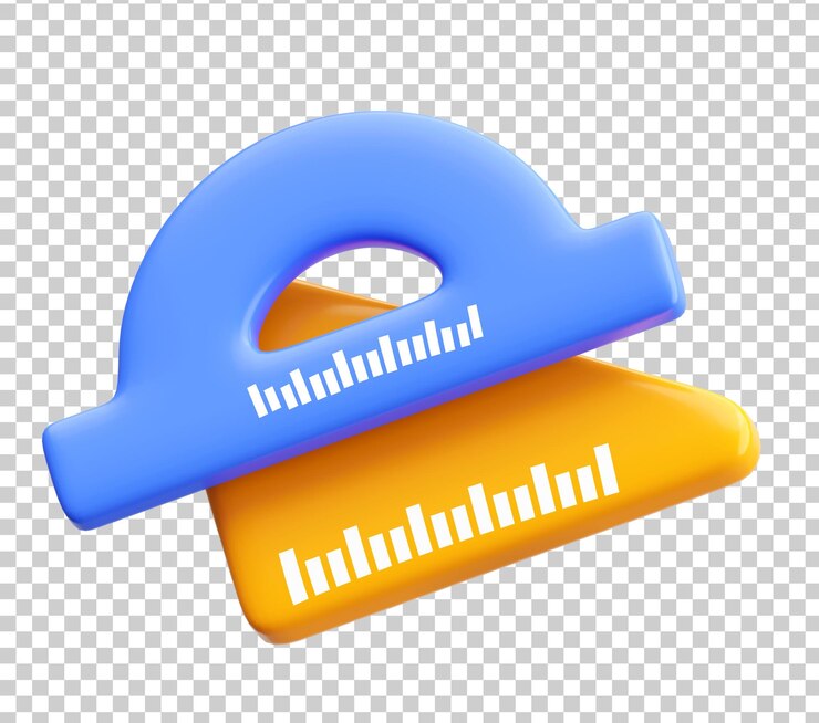 Kostenlose PSD 3d-geometrie-werkzeuge-symbol mit protractor und dreieck-linie für schule und lernen