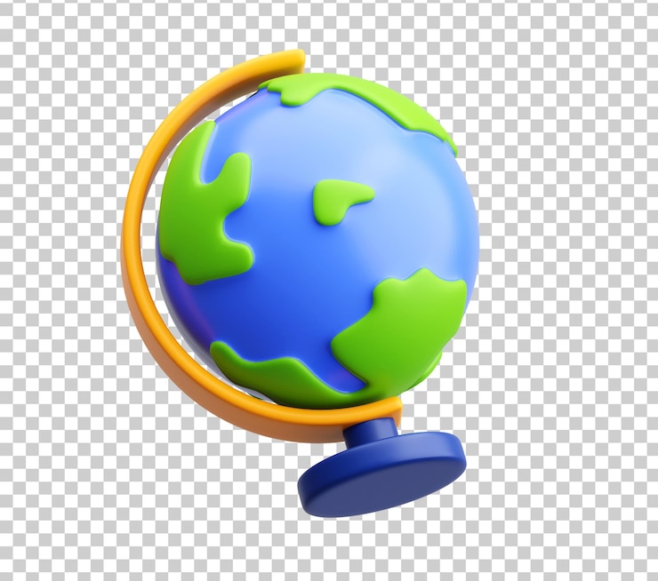 Kostenlose PSD 3d-globus-symbol für geographie und globales lernen
