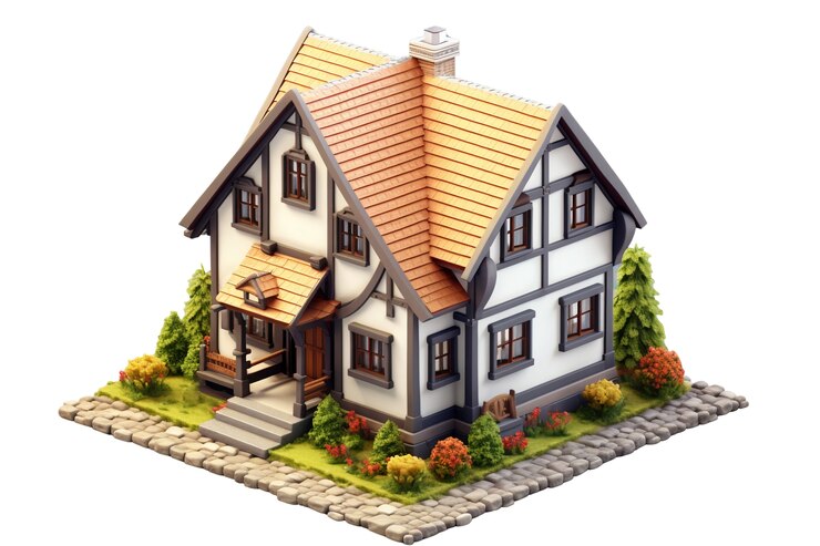 Kostenlose PSD 3d-haus- und grundstücksbilder
