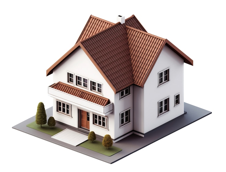 Kostenlose PSD 3d-haus- und grundstücksbilder