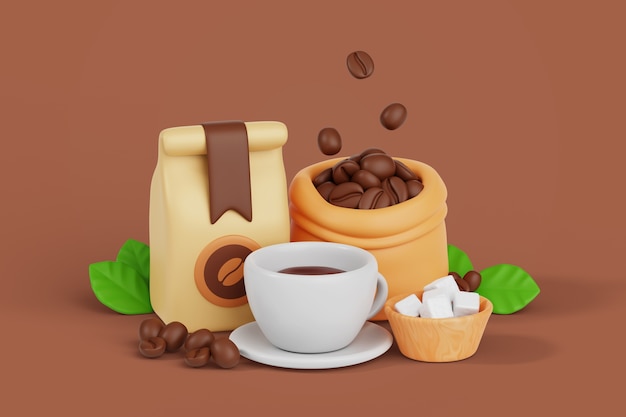 3d-hintergrund für den internationalen kaffeetag