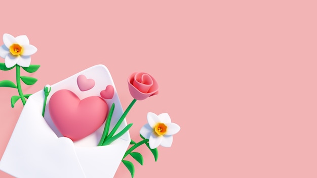 Kostenlose PSD 3d-hintergrund für die feier des valentinstags