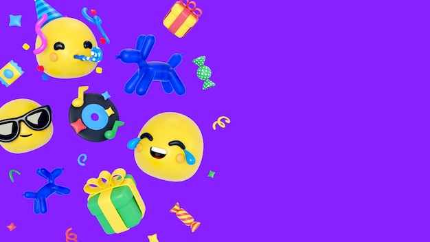 3d-hintergrund mit emojis