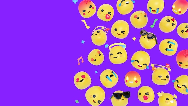 3d-hintergrund mit emojis