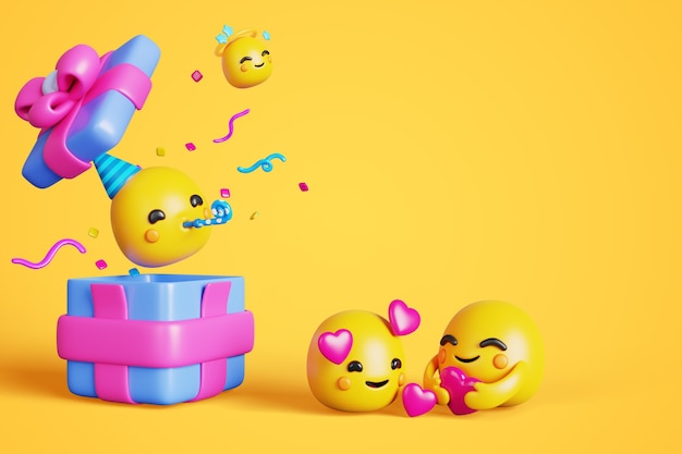 Kostenlose PSD 3d-hintergrund mit modernen emojis