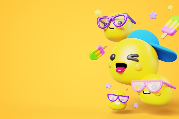 Kostenlose PSD 3d-hintergrund mit modernen emojis