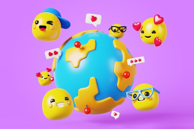 Kostenlose PSD 3d-hintergrund mit modernen emojis