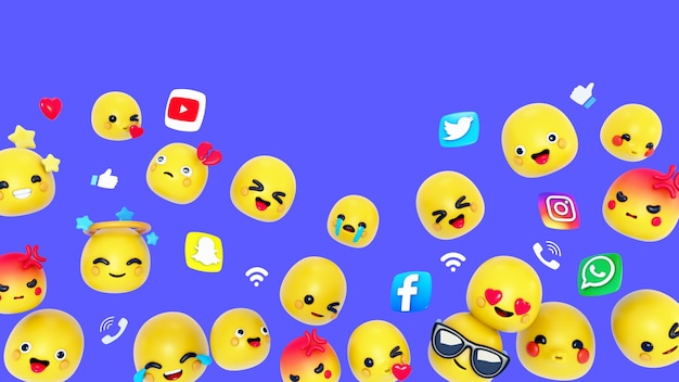 3D-Hintergrund mit Social-Media-Elementen