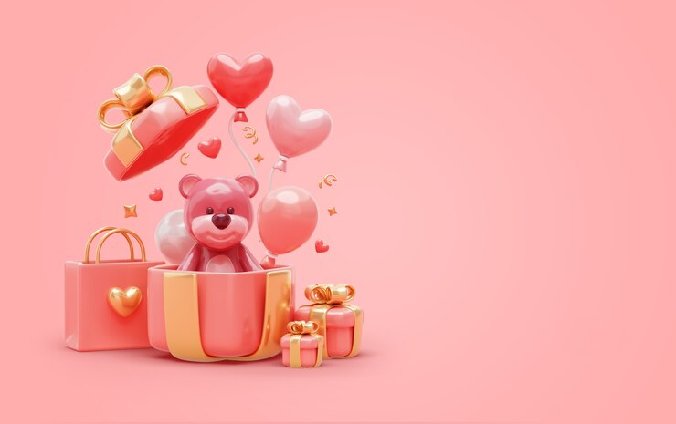 Kostenlose PSD 3d-hintergrund mit valentinstag-verkauf
