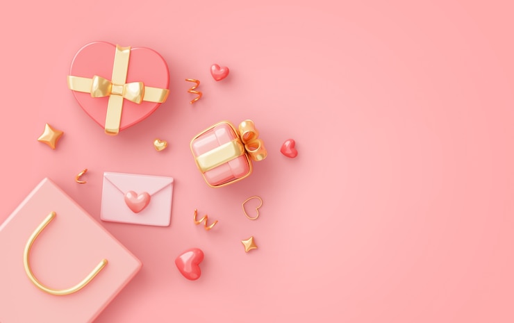 Kostenlose PSD 3d-hintergrund mit valentinstag-verkauf