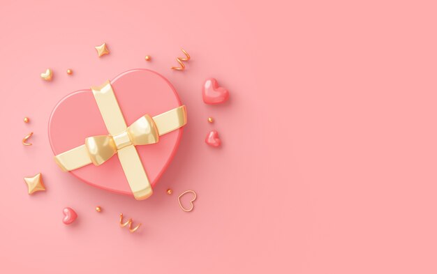 3D-Hintergrund mit Valentinstag-Verkauf