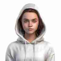 Kostenlose PSD 3d-illustration eines teenager-mädchens in einem weißen hoodie