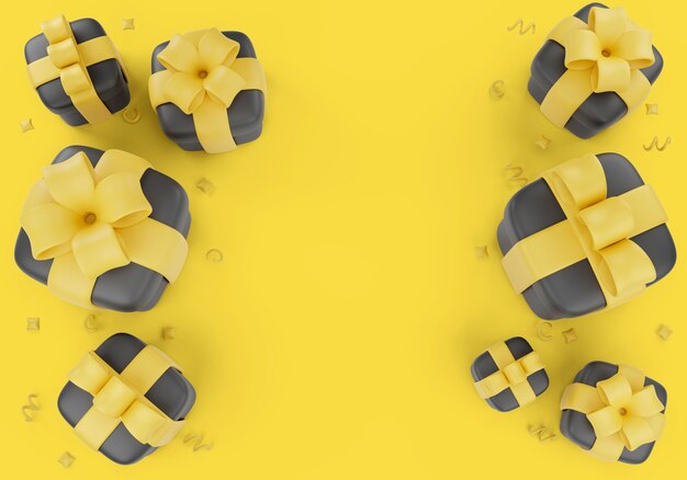3D-Illustration für Black Friday Sales mit Geschenkboxen