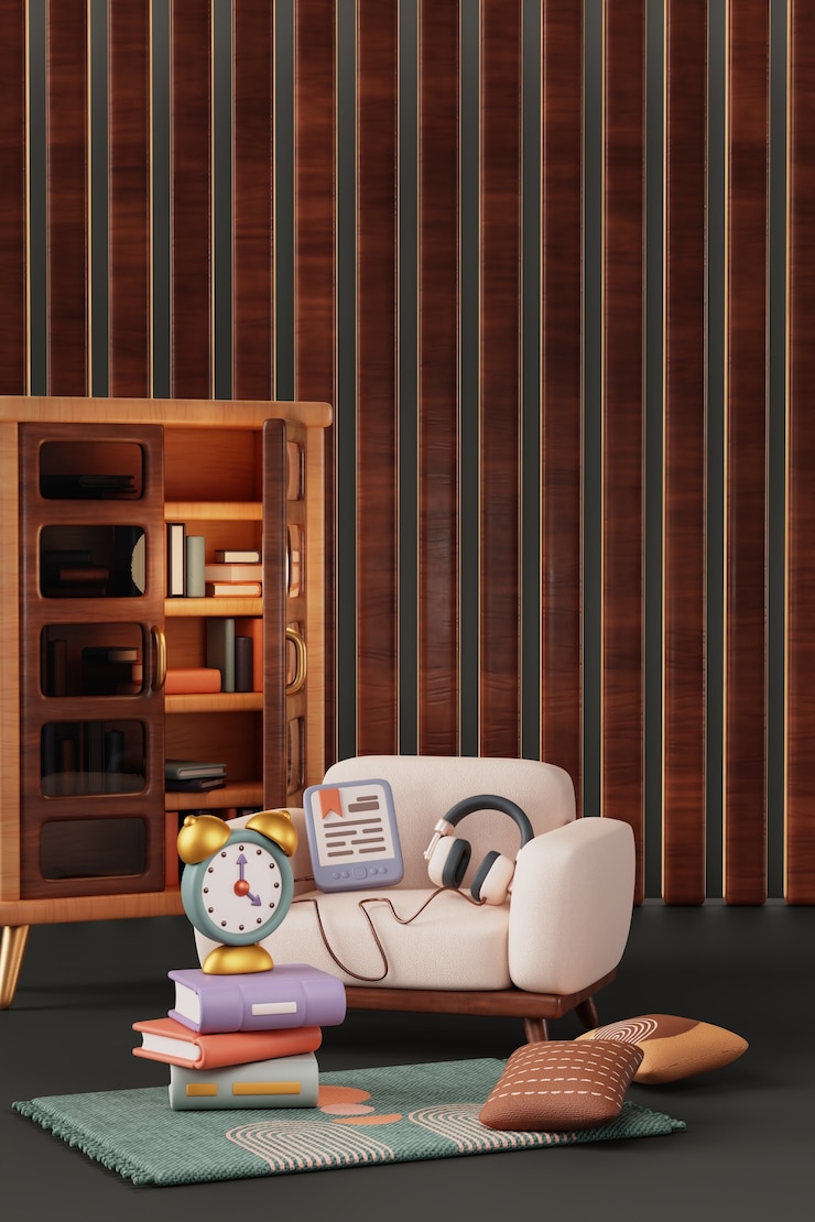 Kostenlose PSD 3d-illustration für das lesen von stillleben