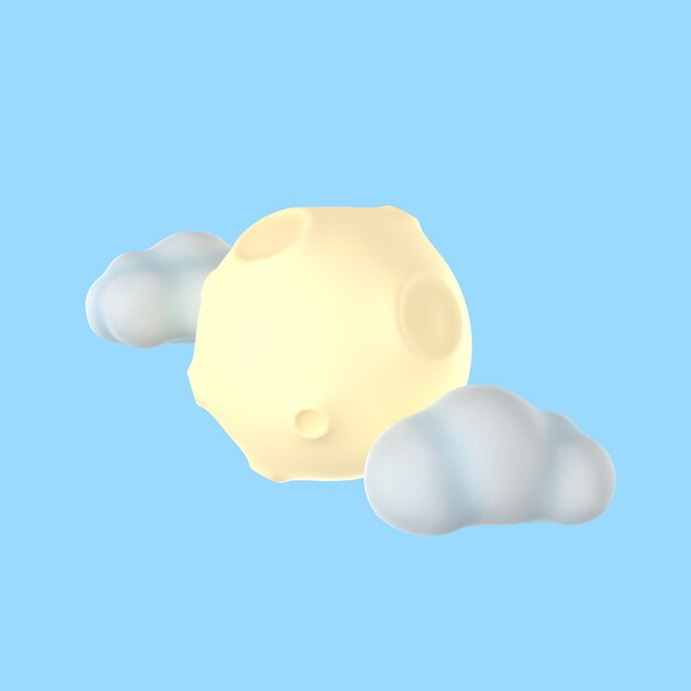 3D-Illustration für Mittherbstfest mit Mond und Wolken