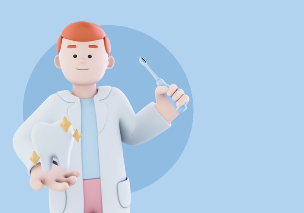 3D-Illustration für Zahnarzt mit männlichem Kieferorthopäden