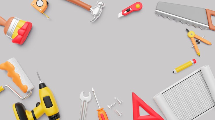Kostenlose PSD 3d-illustration mit bauarbeiten-zusammensetzung