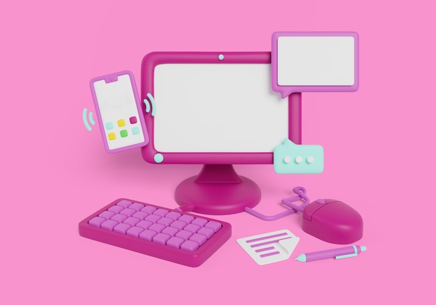 3D-Illustration mit leerem Verkaufsbanner auf dem Bildschirm des Geräts
