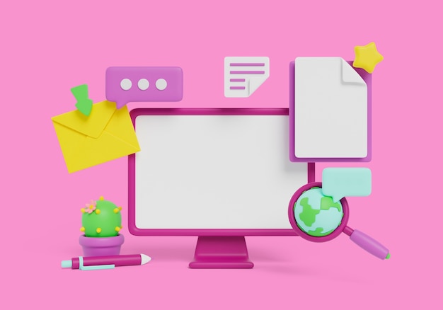 3D-Illustration mit leerem Verkaufsbanner auf dem Bildschirm des Geräts